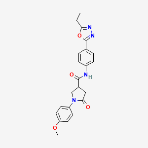 molecular formula C22H22N4O4 B2532585 N-(4-(5-ethyl-1,3,4-oxadiazol-2-yl)phenyl)-1-(4-methoxyphenyl)-5-oxopyrrolidine-3-carboxamide CAS No. 946239-86-7