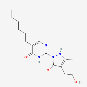 molecular formula C17H26N4O3 B2532586 5-己基-2-[4-(2-羟乙基)-3-甲基-5-氧代-2,5-二氢-1H-吡唑-1-基]-6-甲基-4(3H)-嘧啶酮 CAS No. 866138-06-9