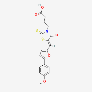 molecular formula C19H17NO5S2 B2532594 (Z)-4-(5-((5-(4-甲氧基苯基)呋喃-2-基)亚甲基)-4-氧代-2-硫代噻唑烷-3-基)丁酸 CAS No. 676643-18-8