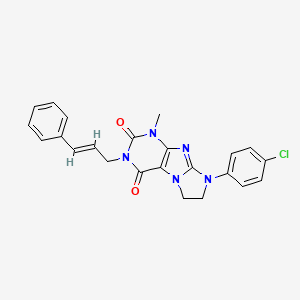 molecular formula C23H20ClN5O2 B2532596 3-((2E)-3-苯基丙-2-烯基)-8-(4-氯苯基)-1-甲基-1,3,5-三氢咪唑烷并[1,2-h]嘌呤-2,4-二酮 CAS No. 872839-00-4