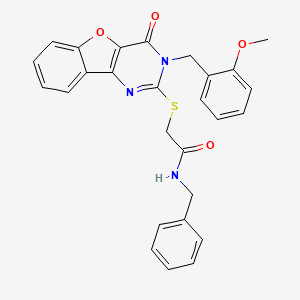 N-benzyl-2-[[3-[(2-methoxyphenyl)methyl]-4-oxo-[1]benzofuro[3,2-d]pyrimidin-2-yl]sulfanyl]acetamide