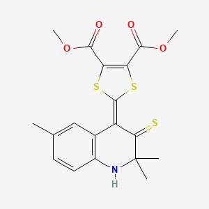 molecular formula C19H19NO4S3 B2532601 2-(2,2,6-三甲基-3-硫代氧-2,3-二氢喹啉-4(1H)-亚甲基)-1,3-二噻吩-4,5-二甲酸二甲酯 CAS No. 258267-12-8