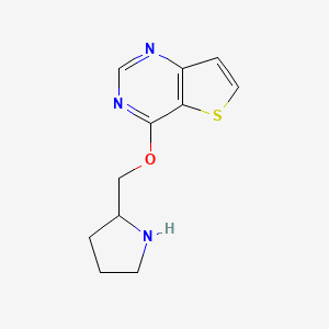 molecular formula C11H13N3OS B2532603 4-(ピロリジン-2-イルメトキシ)チエノ[3,2-d]ピリミジン CAS No. 1251374-20-5