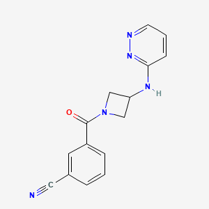 molecular formula C15H13N5O B2532606 3-{3-[(Pyridazin-3-yl)amino]azetidine-1-carbonyl}benzonitrile CAS No. 2097917-49-0