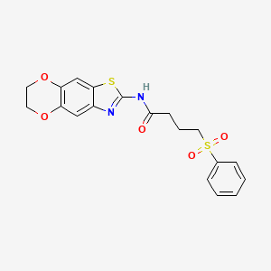 N-(6,7-dihydro-[1,4]dioxino[2',3':4,5]benzo[1,2-d]thiazol-2-yl)-4-(phenylsulfonyl)butanamide