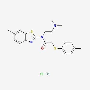 molecular formula C21H26ClN3OS2 B2532608 N-(2-(dimethylamino)ethyl)-N-(6-methylbenzo[d]thiazol-2-yl)-2-(p-tolylthio)acetamide hydrochloride CAS No. 1216929-28-0