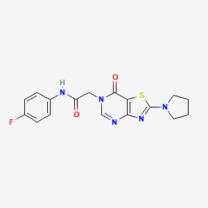 molecular formula C17H16FN5O2S B2532616 N-(4-氟苯基)-2-(7-氧代-2-(吡咯烷-1-基)噻唑并[4,5-d]嘧啶-6(7H)-基)乙酰胺 CAS No. 1224001-96-0