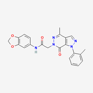 molecular formula C22H19N5O4 B2532619 N-(benzo[d][1,3]dioxol-5-yl)-2-(4-methyl-7-oxo-1-(o-tolyl)-1H-pyrazolo[3,4-d]pyridazin-6(7H)-yl)acetamide CAS No. 942009-16-7