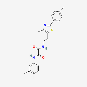 molecular formula C23H25N3O2S B2532621 N1-(3,4-dimethylphenyl)-N2-(2-(4-methyl-2-(p-tolyl)thiazol-5-yl)ethyl)oxalamide CAS No. 894013-80-0