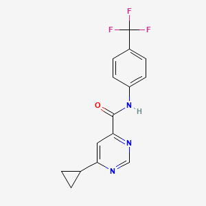 molecular formula C15H12F3N3O B2532623 6-Cyclopropyl-N-[4-(trifluoromethyl)phenyl]pyrimidine-4-carboxamide CAS No. 2415488-30-9