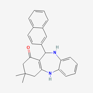 molecular formula C25H24N2O B2532624 9,9-dimethyl-6-naphthalen-2-yl-6,8,10,11-tetrahydro-5H-benzo[b][1,4]benzodiazepin-7-one CAS No. 886644-59-3
