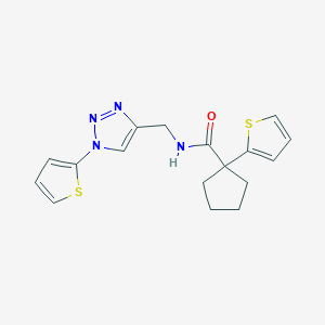 molecular formula C17H18N4OS2 B2532631 N-((1-(tiofeno-2-il)-1H-1,2,3-triazol-4-il)metil)-1-(tiofeno-2-il)ciclopentanocarboxamida CAS No. 2034533-19-0