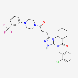 molecular formula C30H26ClF3N6O2 B2532634 4-[(2-chlorophenyl)methyl]-1-(3-oxo-3-{4-[3-(trifluoromethyl)phenyl]piperazin-1-yl}propyl)-4H,5H-[1,2,4]triazolo[4,3-a]quinazolin-5-one CAS No. 902965-02-0