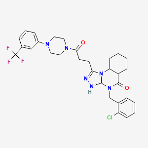 molecular formula C30H26ClF3N6O2 B2532634 4-[(2-氯苯基)甲基]-1-(3-氧代-3-{4-[3-(三氟甲基)苯基]哌嗪-1-基}丙基)-4H,5H-[1,2,4]三唑并[4,3-a]喹唑啉-5-酮 CAS No. 902965-02-0