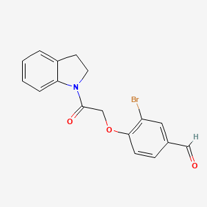 molecular formula C17H14BrNO3 B2532637 3-Bromo-4-[2-(2,3-dihydroindol-1-yl)-2-oxoethoxy]benzaldehyde CAS No. 869473-05-2