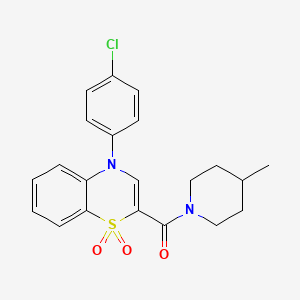 molecular formula C21H21ClN2O3S B2532639 4-(4-clorofenil)-2-(4-metilpiperidin-1-carbonil)-4H-1λ<sup>6</sup>,4-benzotiazina-1,1-diona CAS No. 1226427-04-8