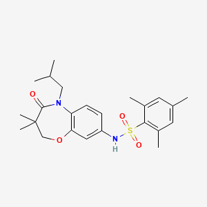molecular formula C24H32N2O4S B2532640 N-(5-异丁基-3,3-二甲基-4-氧代-2,3,4,5-四氢苯并[b][1,4]恶二嗪-8-基)-2,4,6-三甲基苯磺酰胺 CAS No. 921998-02-9