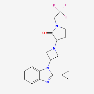 molecular formula C19H21F3N4O B2532658 3-[3-(2-Cyclopropylbenzimidazol-1-yl)azetidin-1-yl]-1-(2,2,2-trifluoroethyl)pyrrolidin-2-one CAS No. 2379949-24-1