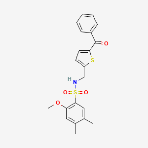 molecular formula C21H21NO4S2 B2532664 N-((5-benzoylthiophen-2-yl)methyl)-2-methoxy-4,5-dimethylbenzenesulfonamide CAS No. 1797282-26-8