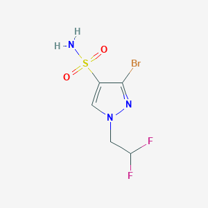 molecular formula C5H6BrF2N3O2S B2532665 3-Bromo-1-(2,2-difluoroethyl)pyrazole-4-sulfonamide CAS No. 1946816-88-1