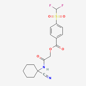molecular formula C17H18F2N2O5S B2532668 [2-[(1-Cyanocyclohexyl)amino]-2-oxoethyl] 4-(difluoromethylsulfonyl)benzoate CAS No. 923759-25-5