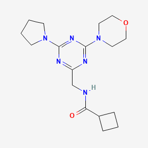 molecular formula C17H26N6O2 B2532676 N-((4-morpholino-6-(pyrrolidin-1-yl)-1,3,5-triazin-2-yl)methyl)cyclobutanecarboxamide CAS No. 2034222-64-3