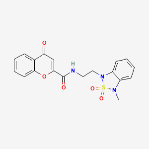 molecular formula C19H17N3O5S B2532691 N-(2-(3-methyl-2,2-dioxidobenzo[c][1,2,5]thiadiazol-1(3H)-yl)ethyl)-4-oxo-4H-chromene-2-carboxamide CAS No. 2034401-63-1