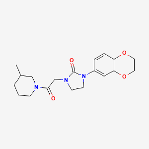 molecular formula C19H25N3O4 B2532696 1-(2,3-Dihydrobenzo[b][1,4]dioxin-6-yl)-3-(2-(3-methylpiperidin-1-yl)-2-oxoethyl)imidazolidin-2-one CAS No. 1286713-95-8