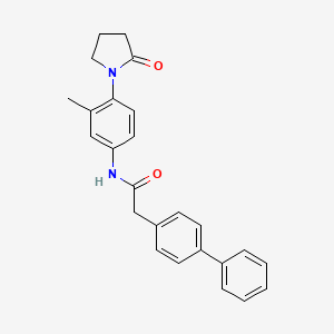 molecular formula C25H24N2O2 B2532701 N-[3-methyl-4-(2-oxopyrrolidin-1-yl)phenyl]-2-(4-phenylphenyl)acetamide CAS No. 941956-87-2