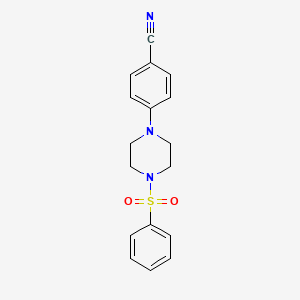 molecular formula C17H17N3O2S B2532704 4-[4-(ベンゼンスルホニル)ピペラジン-1-イル]ベンゾニトリル CAS No. 478046-73-0