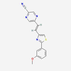 molecular formula C17H12N4OS B2532706 5-[(E)-2-[2-(3-Methoxyphenyl)-1,3-thiazol-4-yl]ethenyl]pyrazine-2-carbonitrile CAS No. 2361914-90-9