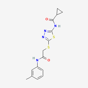 molecular formula C15H16N4O2S2 B2532713 N-(5-((2-氧代-2-(间甲苯胺)乙基)硫代)-1,3,4-噻二唑-2-基)环丙烷甲酰胺 CAS No. 392292-00-1