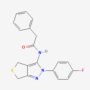 molecular formula C19H16FN3OS B2532715 N-(2-(4-fluorophenyl)-4,6-dihydro-2H-thieno[3,4-c]pyrazol-3-yl)-2-phenylacetamide CAS No. 450343-29-0