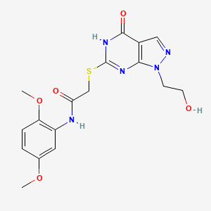 molecular formula C17H19N5O5S B2532731 N-(2,5-二甲氧基苯基)-2-((1-(2-羟乙基)-4-氧代-4,5-二氢-1H-吡唑并[3,4-d]嘧啶-6-基)硫代)乙酰胺 CAS No. 946379-45-9