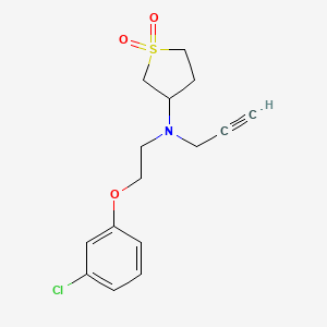 molecular formula C15H18ClNO3S B2532769 3-{[2-(3-Chlorophenoxy)ethyl](prop-2-yn-1-yl)amino}-1lambda6-thiolane-1,1-dione CAS No. 1423993-59-2