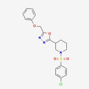 molecular formula C20H20ClN3O4S B2532770 2-(1-((4-氯苯基)磺酰)哌啶-3-基)-5-(苯氧基甲基)-1,3,4-恶二唑 CAS No. 1171973-70-8