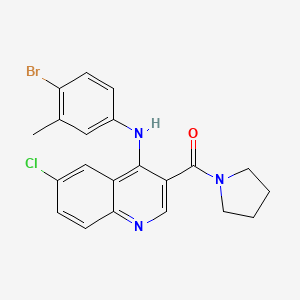 (4-((4-Bromo-3-methylphenyl)amino)-6-chloroquinolin-3-yl)(pyrrolidin-1-yl)methanone