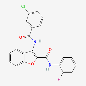 molecular formula C22H14ClFN2O3 B2532784 3-(3-氯苯甲酰氨基)-N-(2-氟苯基)苯并呋喃-2-甲酰胺 CAS No. 862977-55-7