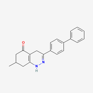 molecular formula C21H20N2O B2532788 7-Methyl-3-(4-phenylphenyl)-1,4,6,7,8-pentahydrocinnolin-5-one CAS No. 1024403-17-5