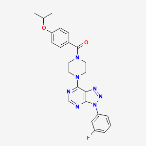 molecular formula C24H24FN7O2 B2532789 (4-(3-(3-fluorophenyl)-3H-[1,2,3]triazolo[4,5-d]pyrimidin-7-yl)piperazin-1-yl)(4-isopropoxyphenyl)methanone CAS No. 923513-58-0