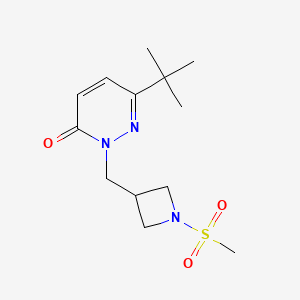 molecular formula C13H21N3O3S B2532799 6-叔丁基-2-[(1-甲磺酰基氮杂环丁烷-3-基)甲基]-2,3-二氢哒嗪-3-酮 CAS No. 2201822-94-6