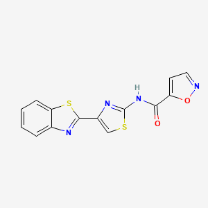 molecular formula C14H8N4O2S2 B2532822 N-(4-(苯并[d]噻唑-2-基)噻唑-2-基)异噁唑-5-甲酰胺 CAS No. 941869-01-8