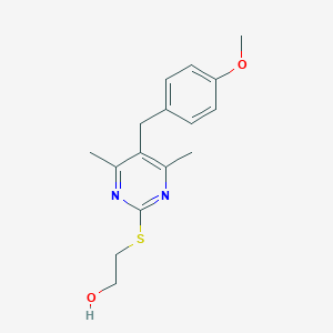 molecular formula C16H20N2O2S B2532828 2-[5-[(4-Methoxyphenyl)methyl]-4,6-dimethylpyrimidin-2-yl]sulfanylethanol CAS No. 2416243-26-8