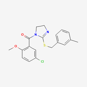 molecular formula C19H19ClN2O2S B2532840 (5-chloro-2-methoxyphenyl)(2-((3-methylbenzyl)thio)-4,5-dihydro-1H-imidazol-1-yl)methanone CAS No. 851803-49-1