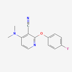 molecular formula C14H12FN3O B2532843 4-(Dimethylamino)-2-(4-fluorophenoxy)nicotinonitrile CAS No. 341967-05-3