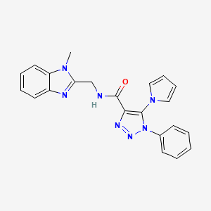 molecular formula C22H19N7O B2532856 N-((1-methyl-1H-benzo[d]imidazol-2-yl)methyl)-1-phenyl-5-(1H-pyrrol-1-yl)-1H-1,2,3-triazole-4-carboxamide CAS No. 1798485-26-3