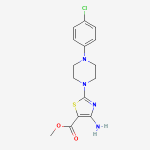 molecular formula C15H17ClN4O2S B2532863 Methyl 4-amino-2-[4-(4-chlorophenyl)piperazino]-1,3-thiazole-5-carboxylate CAS No. 343375-62-2