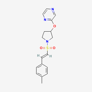 (E)-2-((1-((4-methylstyryl)sulfonyl)pyrrolidin-3-yl)oxy)pyrazine