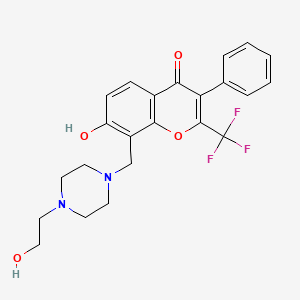 molecular formula C23H23F3N2O4 B2532881 7-Hydroxy-8-[[4-(2-hydroxyethyl)piperazin-1-yl]methyl]-3-phenyl-2-(trifluoromethyl)chromen-4-one CAS No. 848745-30-2