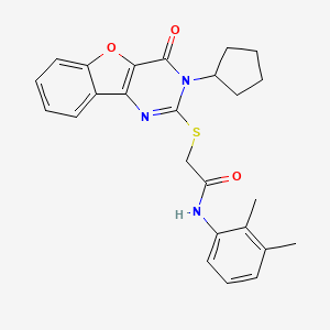 molecular formula C25H25N3O3S B2532887 2-[(3-环戊基-4-氧代-3,4-二氢[1]苯并呋喃[3,2-d]嘧啶-2-基)硫烷基]-N-(2,3-二甲苯基)乙酰胺 CAS No. 899742-53-1